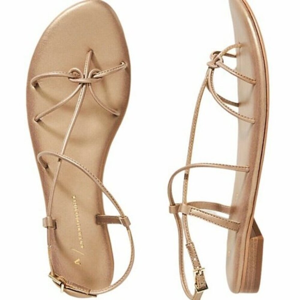 Gold Anthropologie Strappy Open-Toe Sandals (NWT)